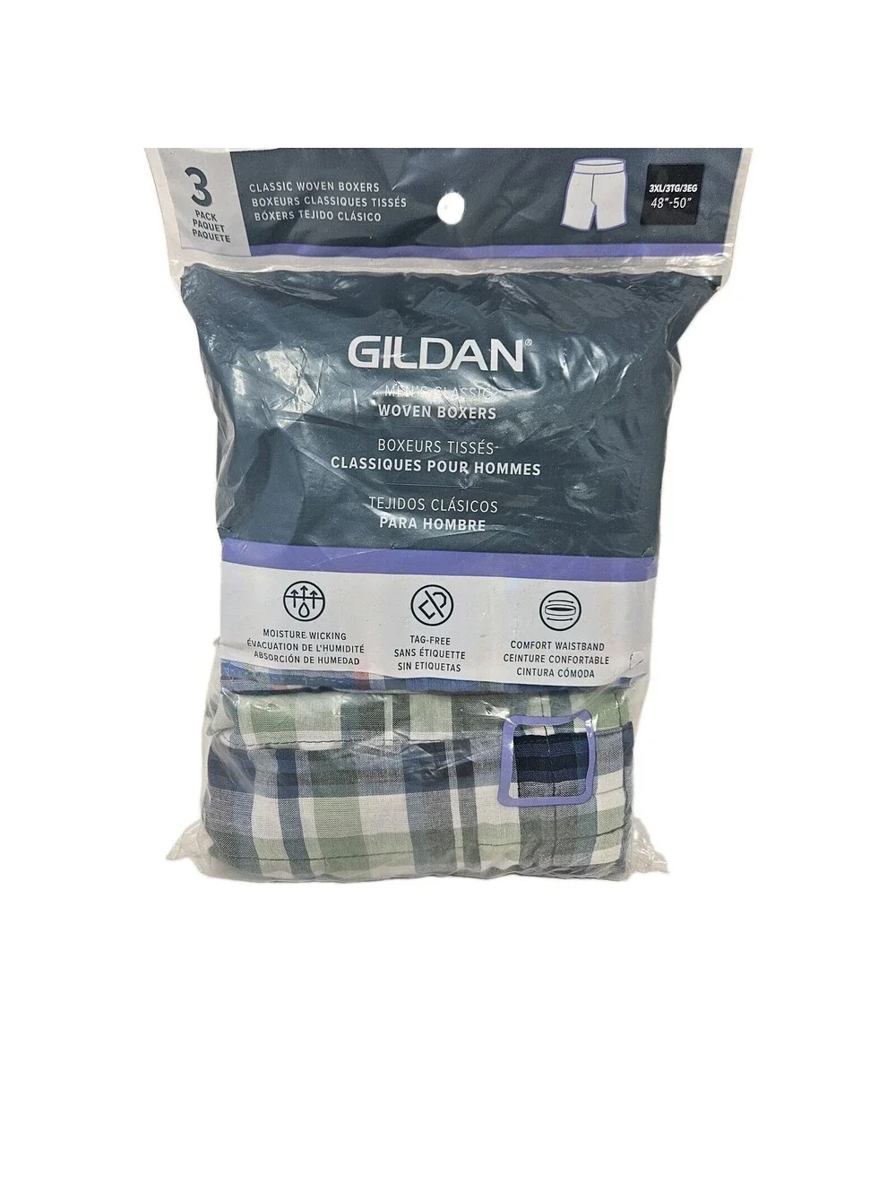 Gildan Woven Men's Boxers Size 3XL (48”-50”) Multicolor Plaid Cotton Blend New
